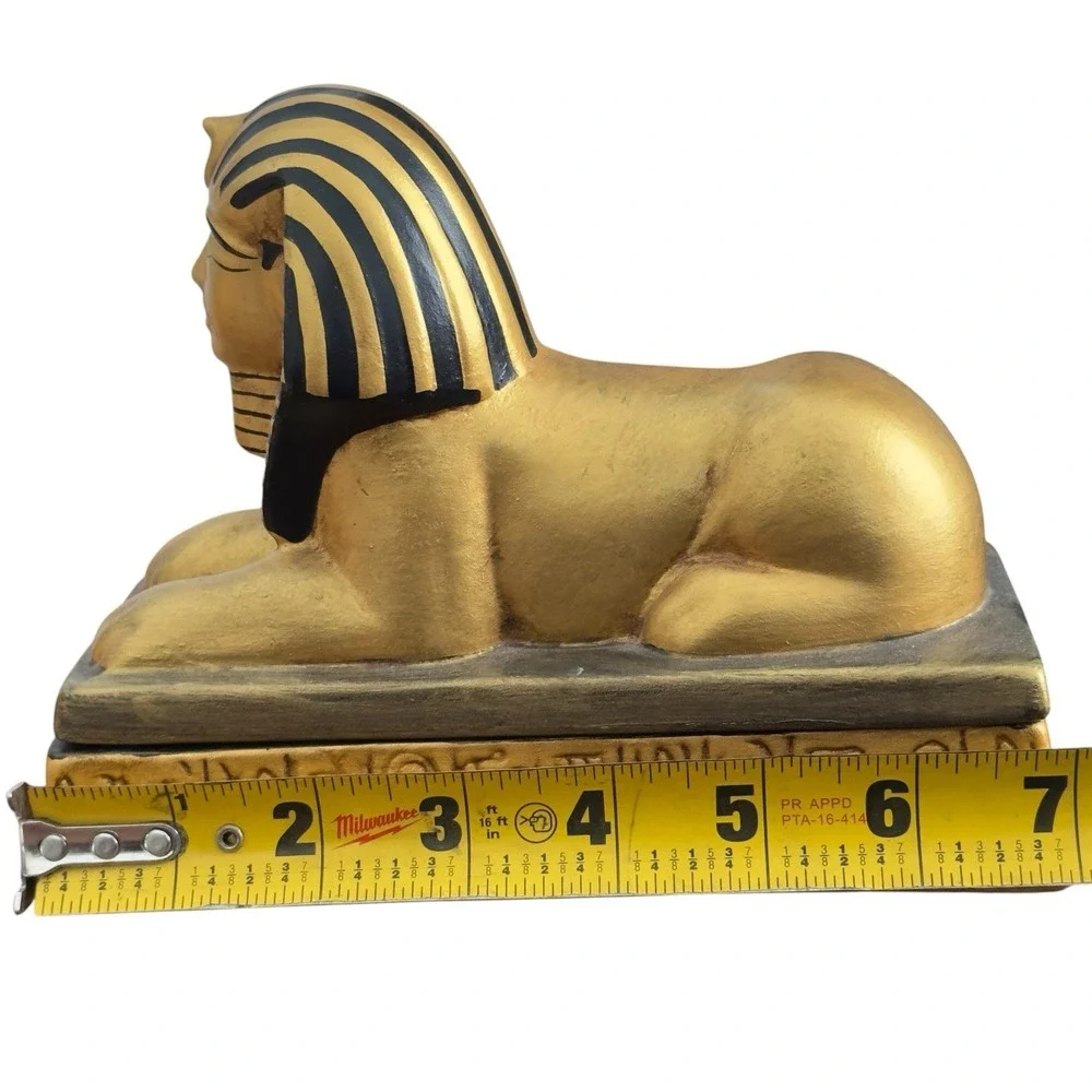 Ceramic Egyptian Sphinx Figurine Trinket Jewelry Storage Box Statue
